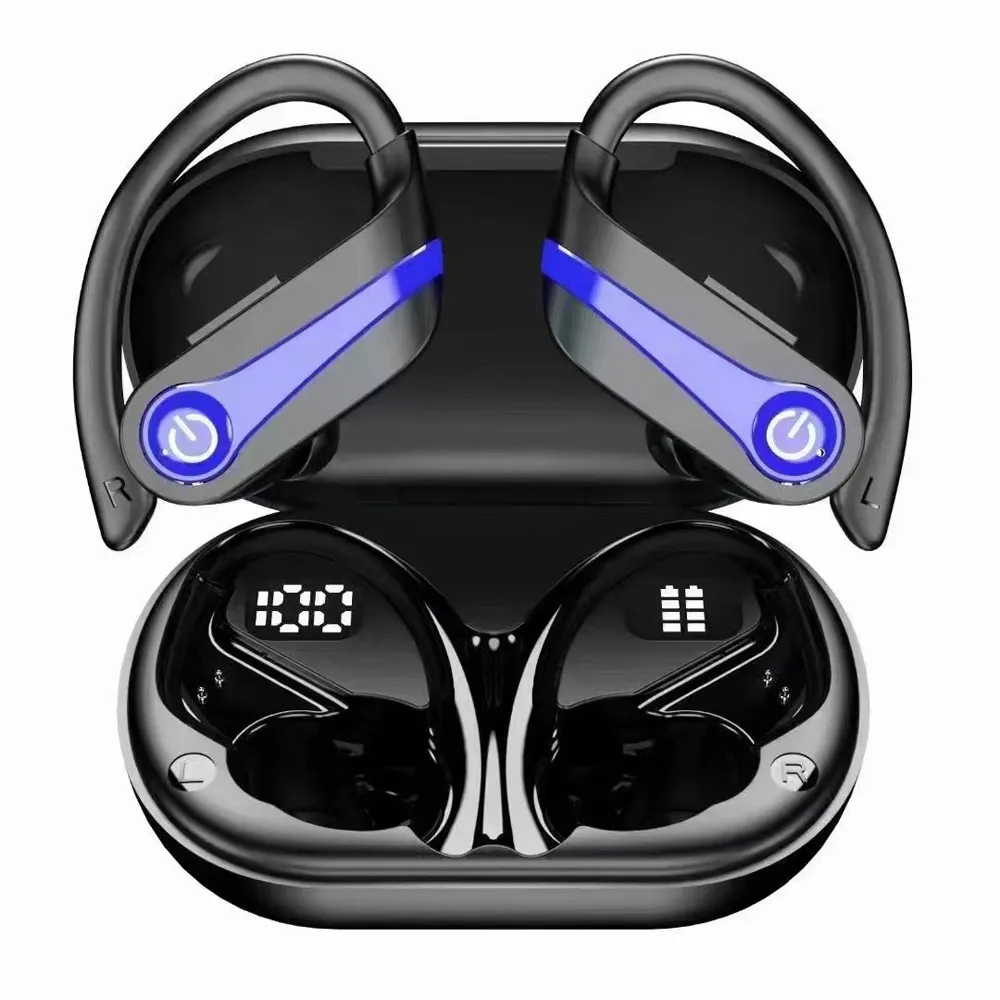 Fones de ouvido sem fio à prova d'água para adultos, design fechado, controle de mídia, ideal para videogames, exercícios, compatibilidade com telefone