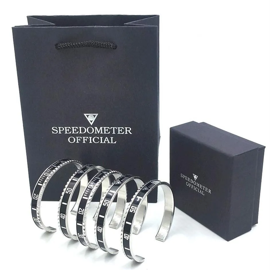 Hele hoge kwaliteit armband voor mannen roestvrij stalen manchet snelheidsmeter armband mode heren sieraden met retail pa2494
