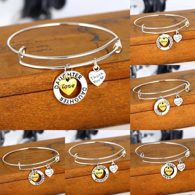 Charm Armbänder Liebe Herz Armreif Mutter Vater Oma Tochter Anhänger Armband Danke Familie Frauen Männer Weiblich Männlich Geschenke