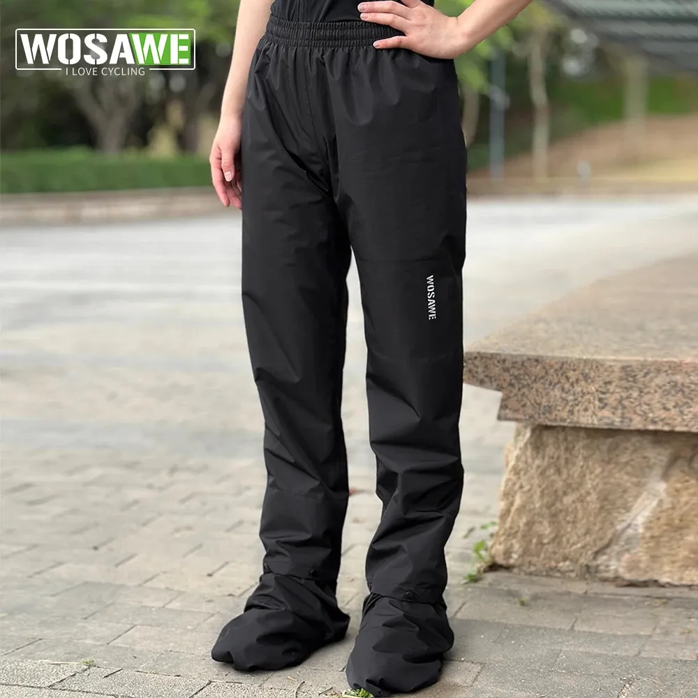 Cycling Pants WOSAWE Cycling Rain Pants Men Reflective Rain Pant Waterproof Bicycle Outdoor Sports Multi-use Hiking Camping Rain Trouser 231216