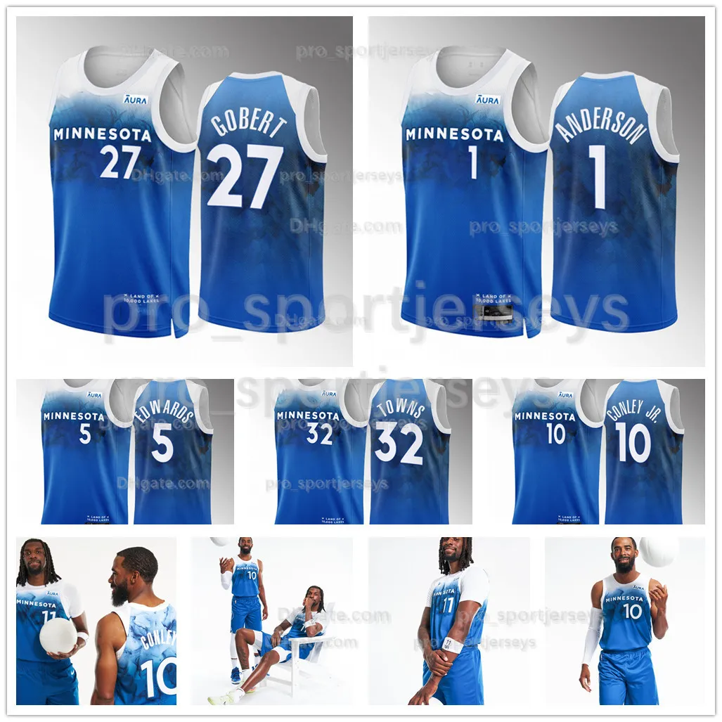 Enfants 5 Anthony Edwards Basketball Jerseys Hommes Femmes 10 Conley Jr. Minnesotas 2023-24 City Edition Gobert Minnesotas Wendell Moore Jr. Timberwolve Towns Anthony