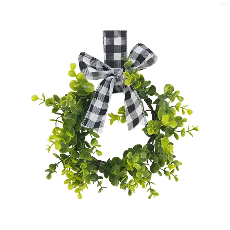 Decorative Flowers Artificial Lattice Bowknot Garland Christmas Candle Wreath Rings Window DIY Ornaments Xmas Party Home Decoration