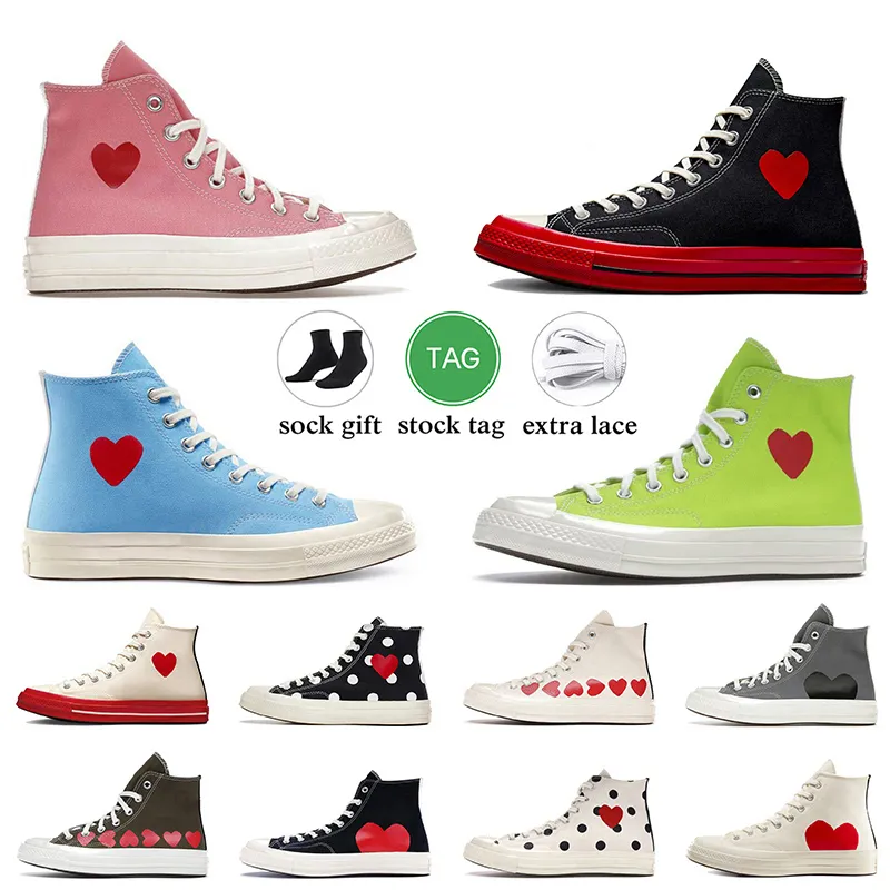 Commes Des Garcons x Classic 70 Designer Scarpe di tela casual Chucks Taylors Scarpe da ginnastica piatte da uomo da donna anni '70 OG Scarpe da ginnastica alte multi-cuore bianche nere vintage basse