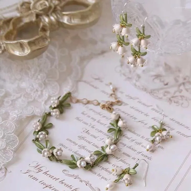 Link Bracelets Flower Imitation Pearl Crystal Beads Bracelet For Women Fashion Adjustable Charm Friendship Plant Jewelry Accessories