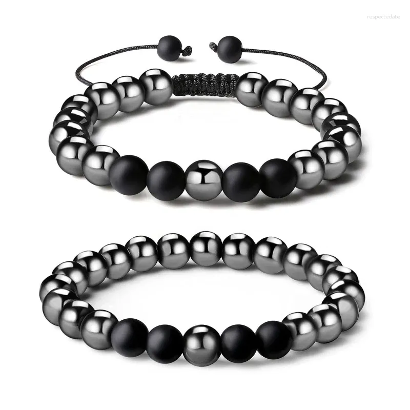 Strand 2Pcs Magnetic Hematite Bracelet For Protection Therapy Men