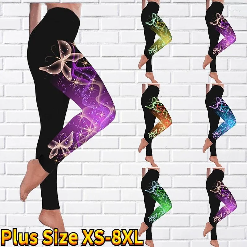 Spodnie damskie modny motyl druk punkowy odcinek diety swobodny nowość legginsy fitness xs-8xl