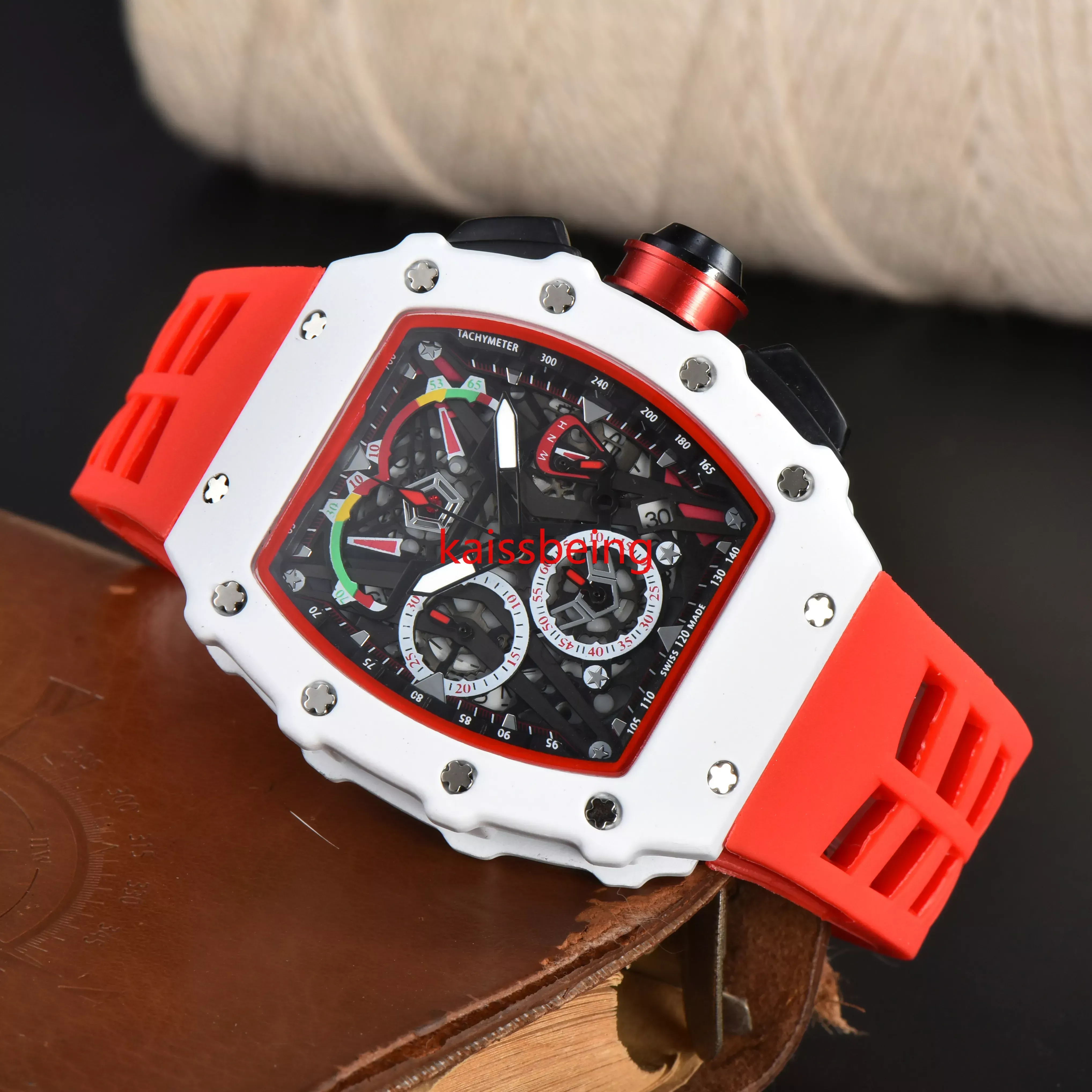 High Quality Luxury Men's Watch Top Designer 42mm Quartz Watch Date Display Rubber Band Waterproof Sports Luxury Watches 6099