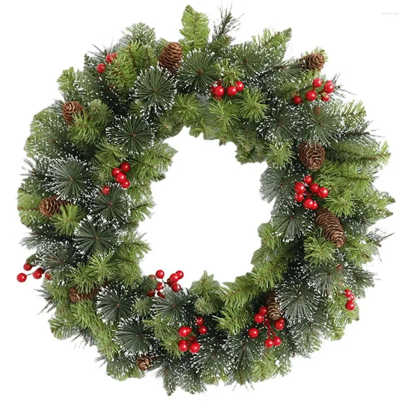 Couronne de fleurs décoratives de noël, éclairage artistique, Simulation de pin de baies, accessoires de décoration pour fête à thème de Festival, année