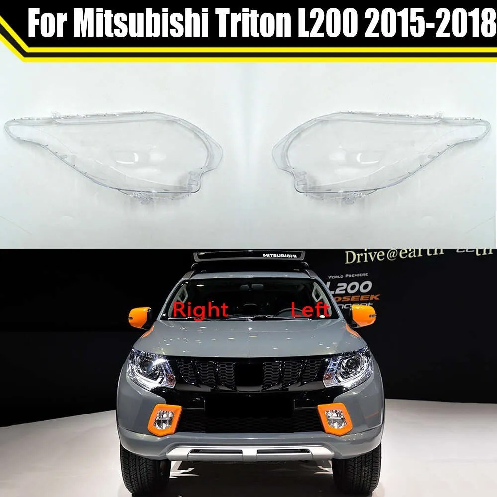 Bilstrålkastare täcker transparent lampskärmskal för Mitsubishi Triton L200 2015 2016 2017 2018 Auto Glass Lens Lamp Light Case