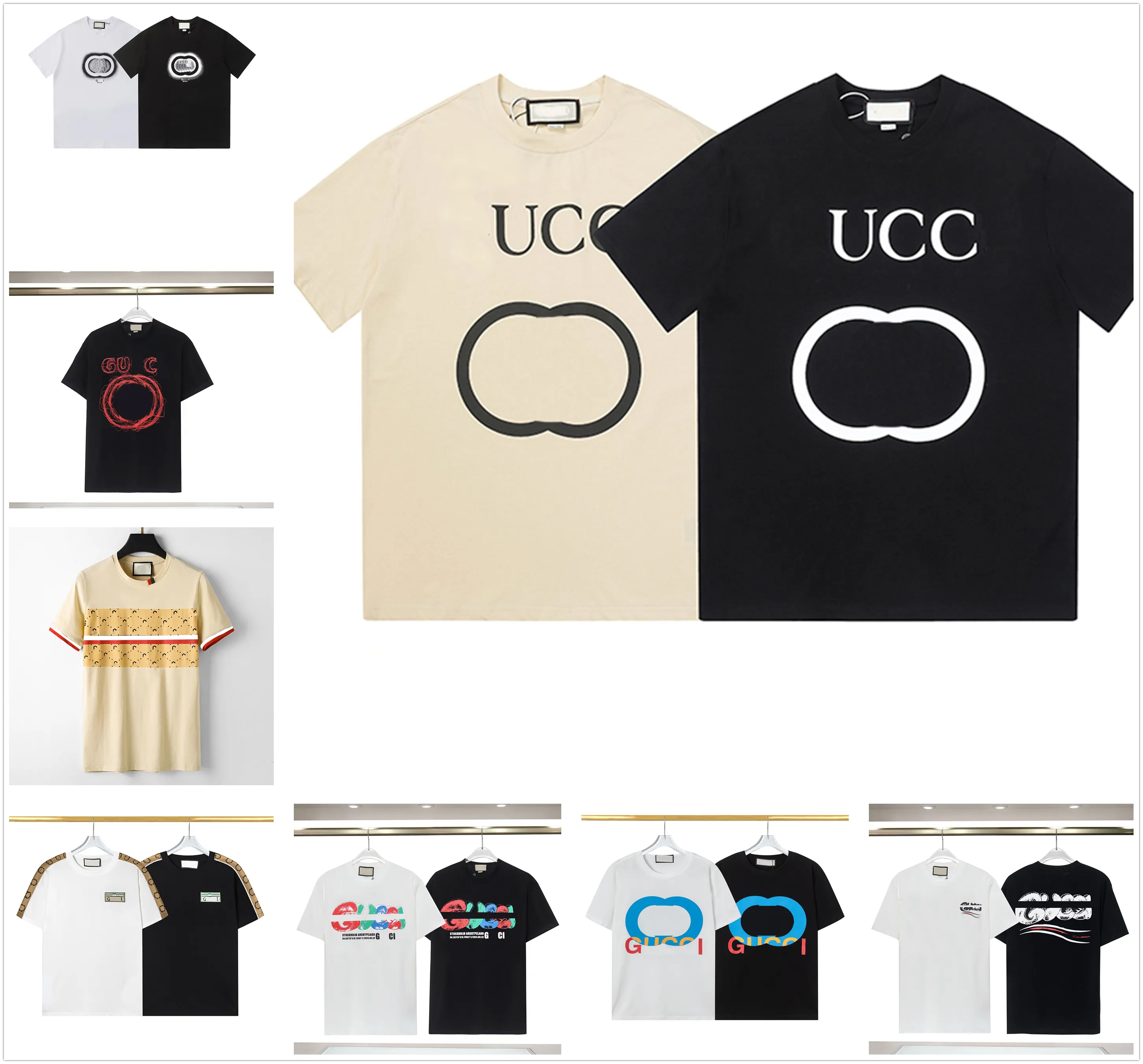 Дизайнерские мужские футболки черно-белого цвета с алфавитом Роскошный бренд Crewneck с коротким рукавом Пара Мягкая уличная одежда из 100% хлопка Street Hip Hop plus 3XL # 98