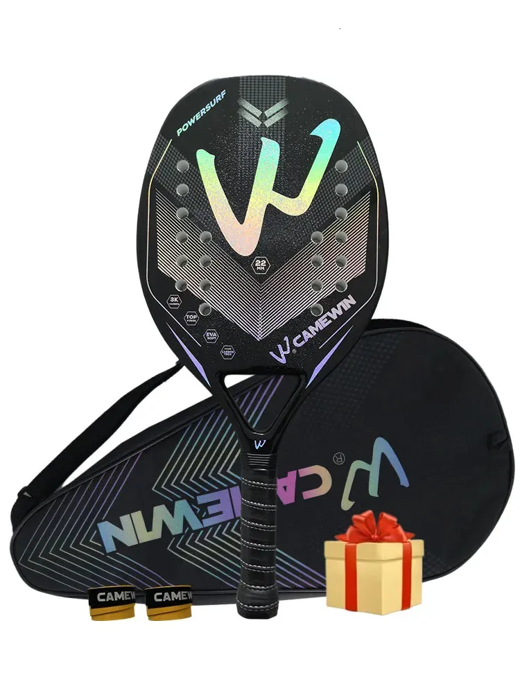 Tennisracketar 3K Comewin Full Carbon Fiber Rough Surface Beach Tennisracket med täckväska Skicka övernöd present Presente i lager 231216