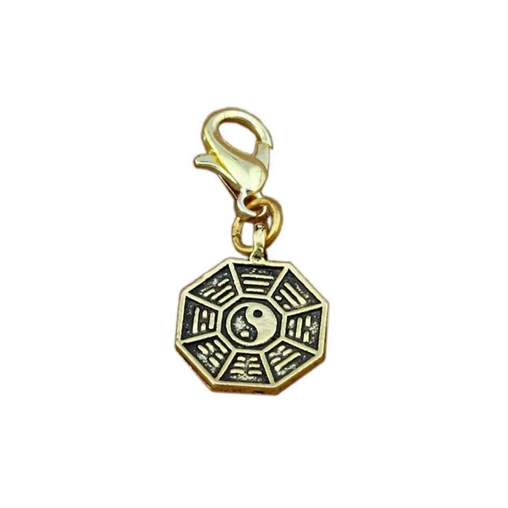 Tai chi bagua amulet flytande hummer clasps charm hänge för att göra armband diy smycken antik guld 100 st209s