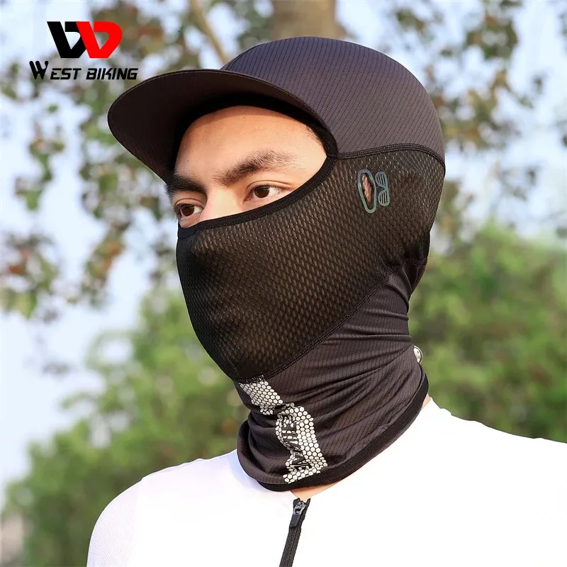 Cycling Caps Masks WEST BIKING Ice Silk Balaclava With Visor Brim