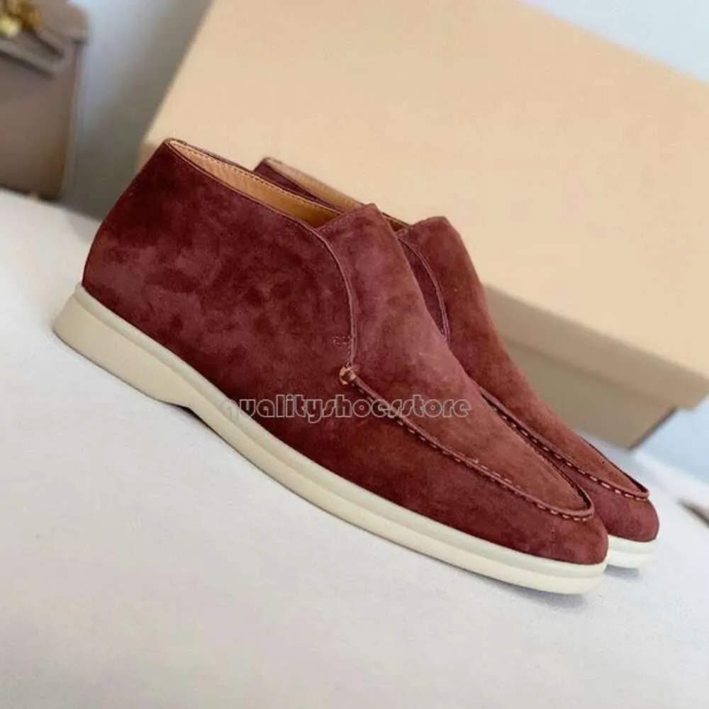 Loro Piana Red Suede Slip-On Loafers for Men Summer Charms Walk Loafer Suede Windsor Red | Loafers Loro  main image 4