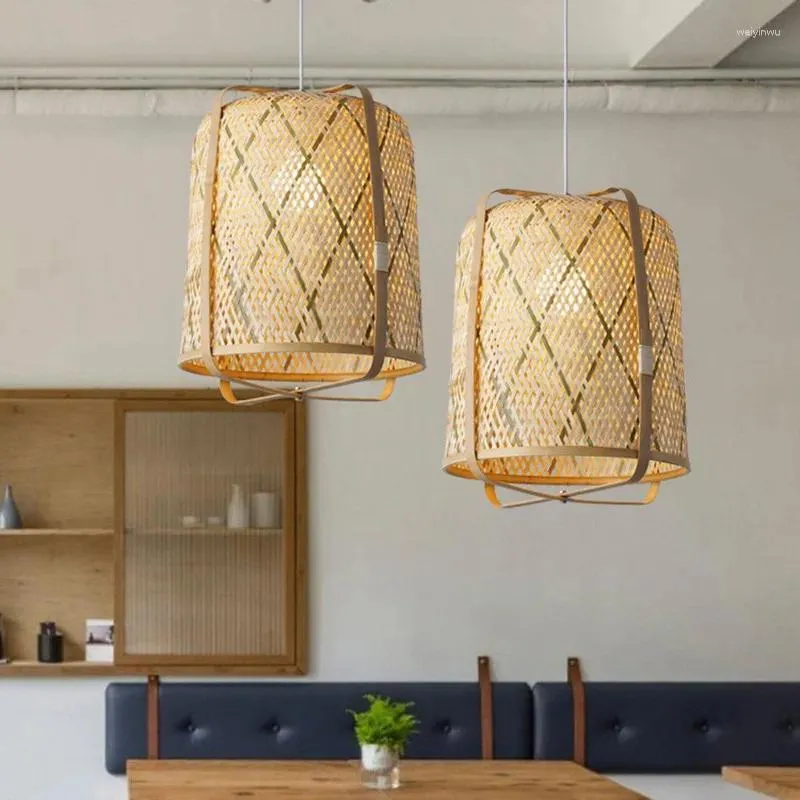 Lampy wiszące podgrzewane światła bambusowe do salonu dziedziniec retro dekoracje żyrandole restauracja