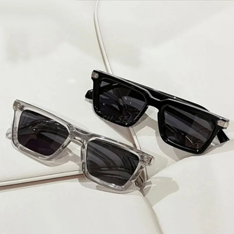 Signature Square Silver Sunglasses With Metal Label And