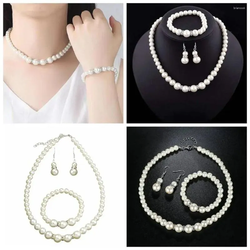 Collier boucles d'oreilles ensemble bijoux accessoires fiançailles mariage perle Bracelet mariée