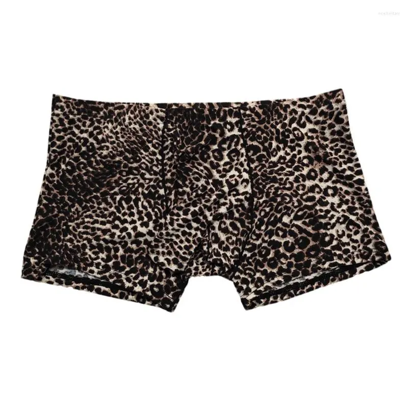 Underpants Men Leopard Print Low Waist Seamless Breathable U Pouch