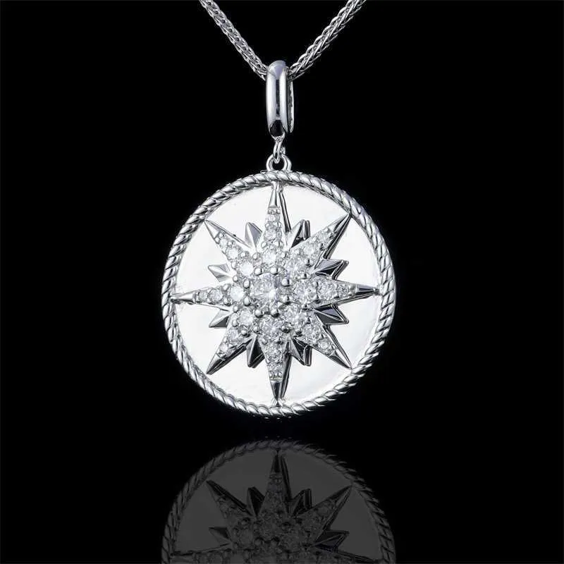 Pendant Necklaces Charming 925 Sterling Silver Gold Plated Bling Moissanite Diamond Sunflower Pendant with 24inch Steel Rope chain Jewelry Nice Gift