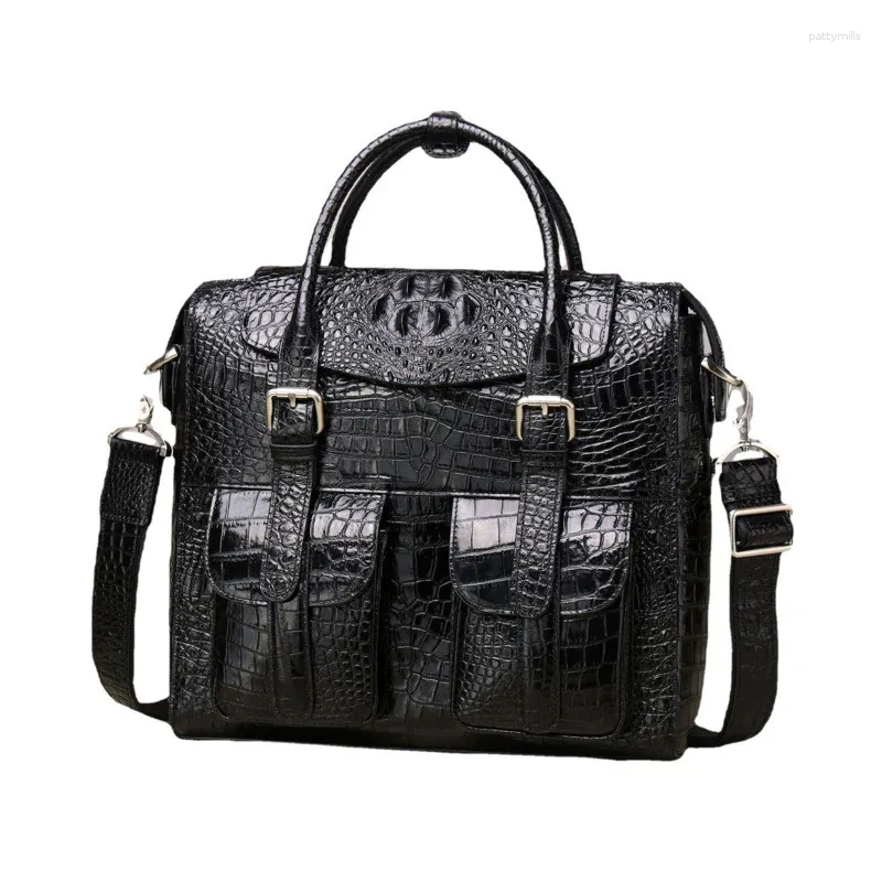 BROCKASES MÄNSLIGA LUXURY COWHIDE BUSINESS PROORTCASE Högkvalitativ mode Singel axel Crossbody Bag stor kapacitet Trend Laptop