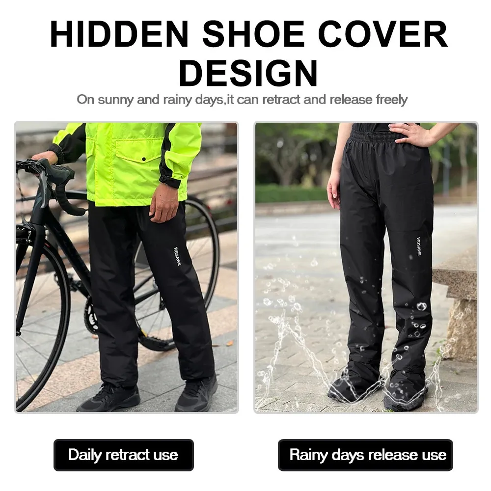 WOSAWE Waterproof Work Rain Pants Cycling Hiking Over Trousers Men Women  Black