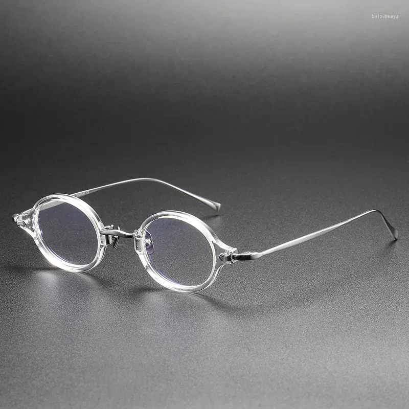Montature per occhiali da sole Retro montature per occhiali rotondi piccoli in acetato di titanio montature per uomo donna occhiali da vista occhiali da vista luce blu Gafa fatti a mano giapponese