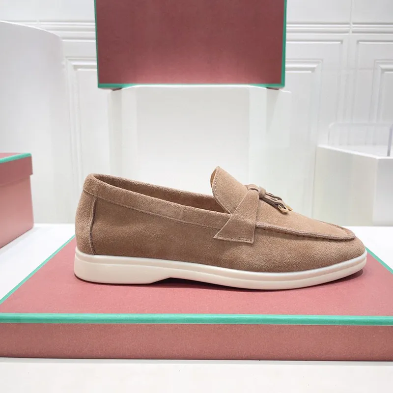 Scarpe Mocassino Marrone Con Nappa L P Nuovo Tacco Basso Piatto In