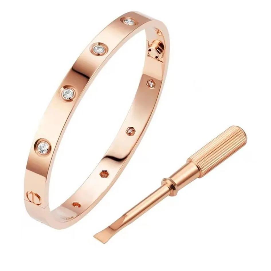 Modieuze roestvrijstalen zilveren 18K vergulde roségouden armbanden dames heren schroevendraaier armband sieraden met originele bag266a