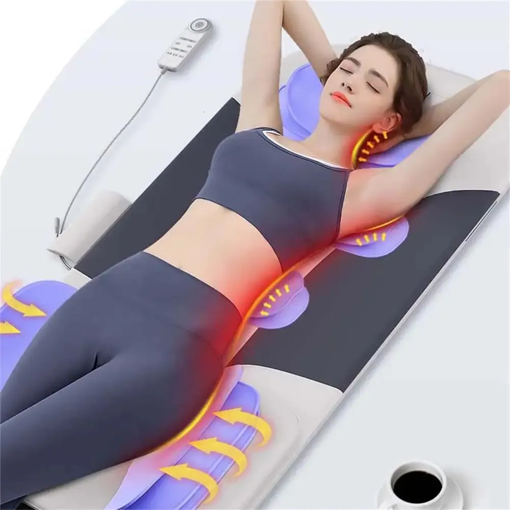 Back Massager Electric multifunktionell full kropp uppvärmd massagekudde med fjärrkontrollhalsvibrationsmadrass Airbag 231216