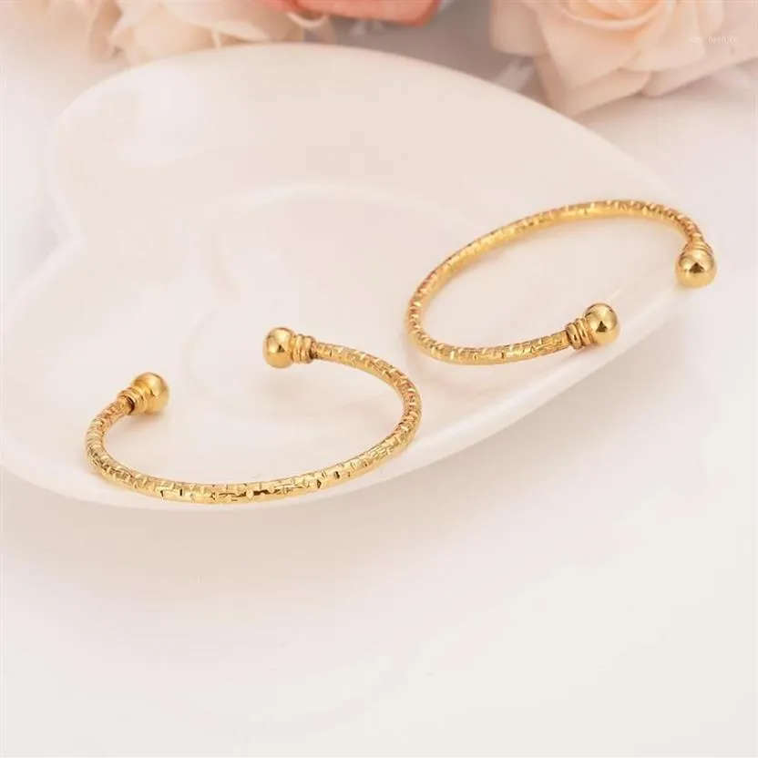 kleine mooie gouden Dubai Afrika Bangle Arabische Sieraden Gouden Charme meisjes India enkelbandje Armband Sieraden Voor Kinderen baby verjaardag Gift12858