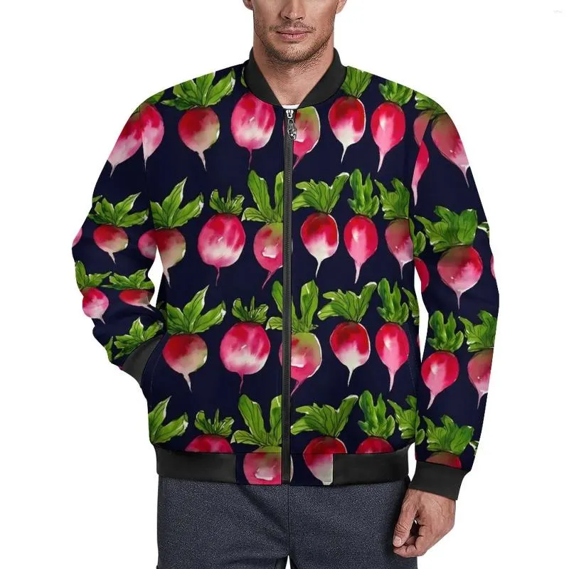 Jaquetas masculinas aquarela rabanetes bonito vegetal à prova de vento outono casacos homens estética jaqueta casual design solto oversized windbreak