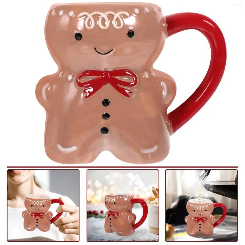 Wine Glasses Ceramic Coffee Cup Gingerbread Man Shape Mug Christmas Household