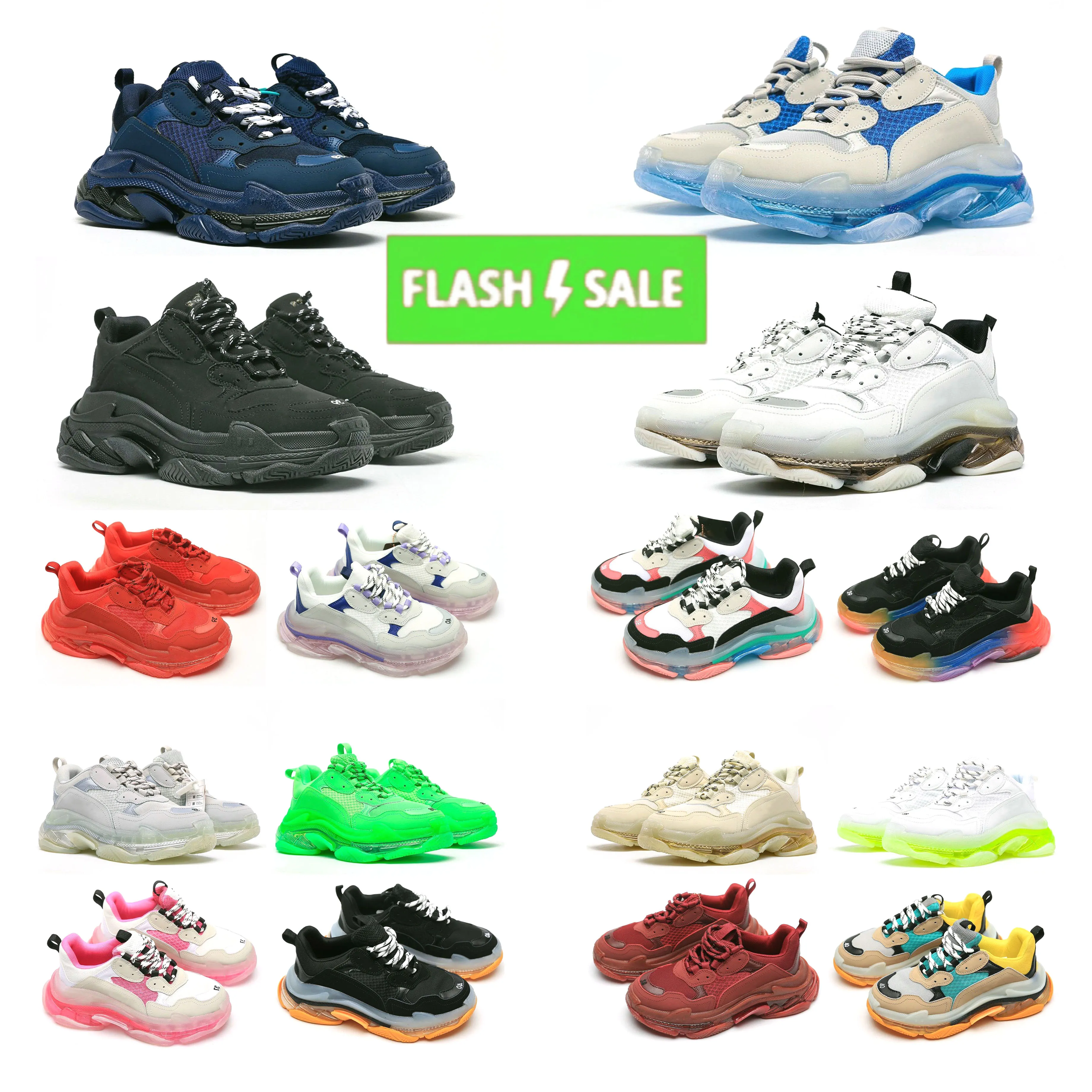 Avec boîte Chaussures de créateurs Track 1 Casual Triple S 1.0 Baskets à plateforme Noir Blanc Vert Rose Bleu foncé Cool Gris Ciment Beige Rainbow Shadow sur chaussures de nuage