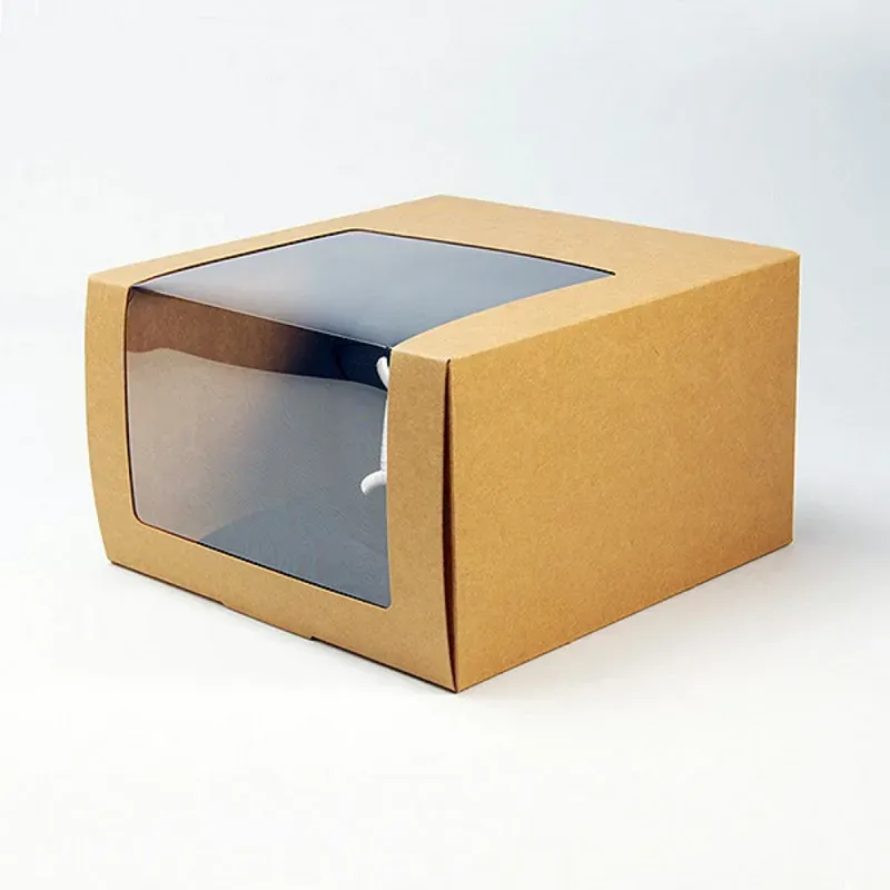 New Arrival Kraft Paper Gift Box with Clear Plastic Window Universal Peaked Cap Packing Box WB704