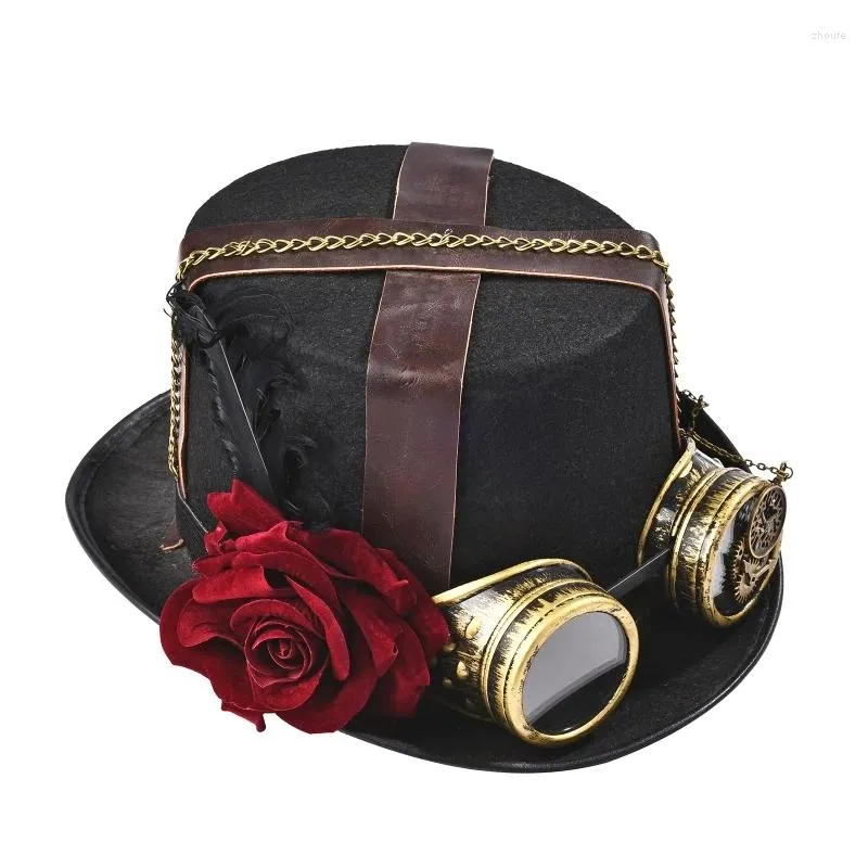 Boinas Steampunk Cartola com óculos Bowler Gay Hat Costume Acessório Carnaval Boate