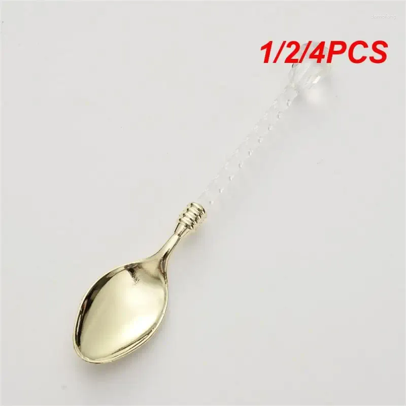 Kaffescoops 1/2/4st Piece Creative Crystal Cerny Mixing Spoon Transparent handtag dessert bordsdekoration