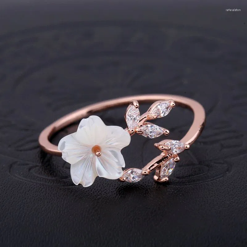 Anillos de racimo elegante encantador flor de hoja de cristal para mujeres moda boda compromiso declaración femenina romántica regalo de San Valentín