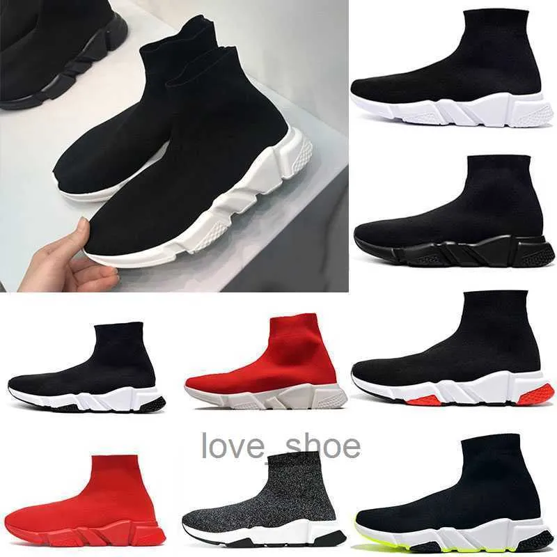 Paris Designer Casual Sock Shoes Comfort Sole Breattable Men Women Platform Hommes Mesh Trainer Black Glitter Sticked Triple Sneaker Walking 36-45 EUR