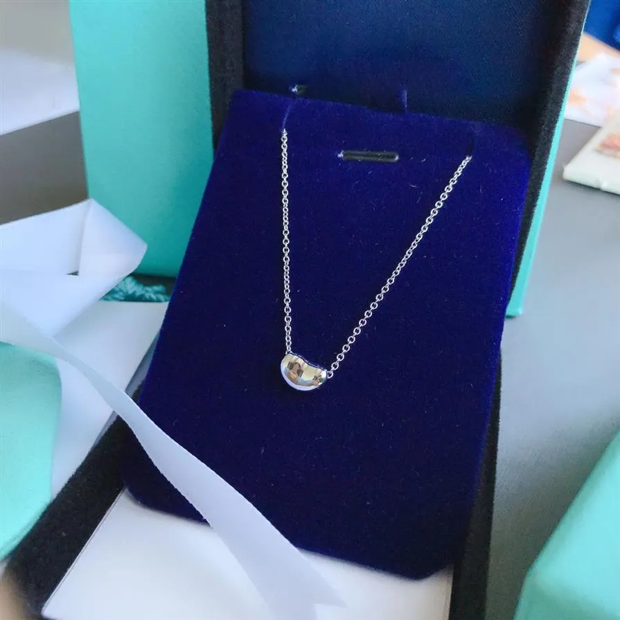 Diseñador Unisex femenino 18k collares de oro para mujer plata moda haba colgante joyería de moda regalo del día de San Valentín para girlfr326D