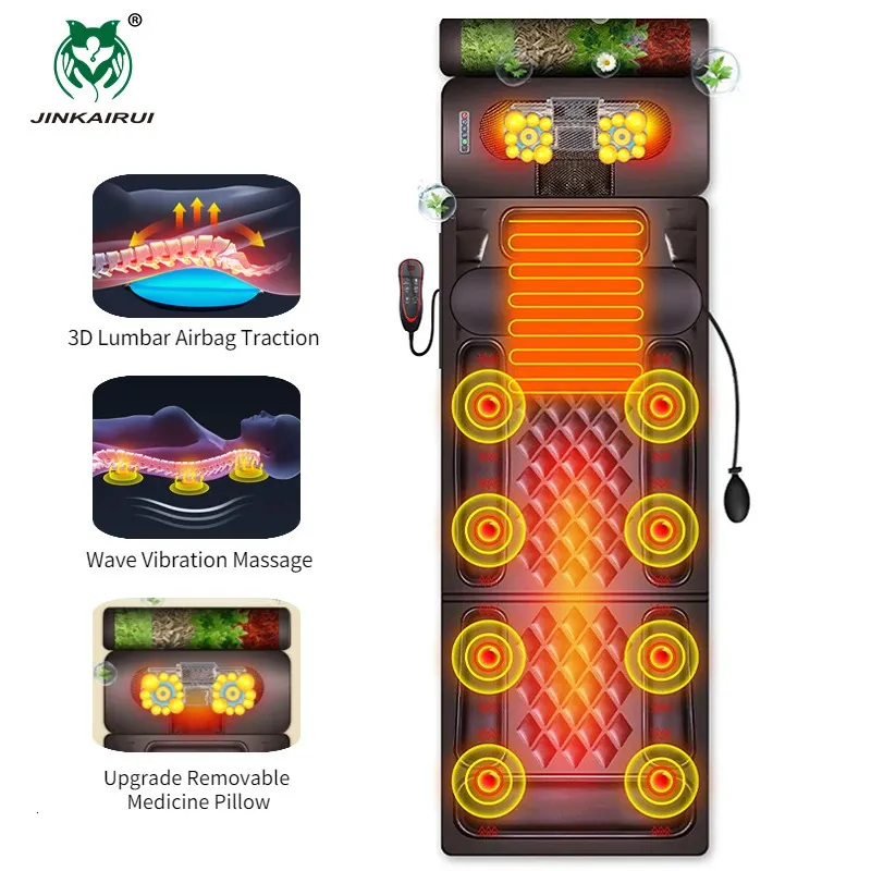 Back Massager Electric Full Body Massage Madrass Shiatsu Pad Midje Kudde Mat Uppvärmd vibrerande trötthet Relief Health Care Gift 231216