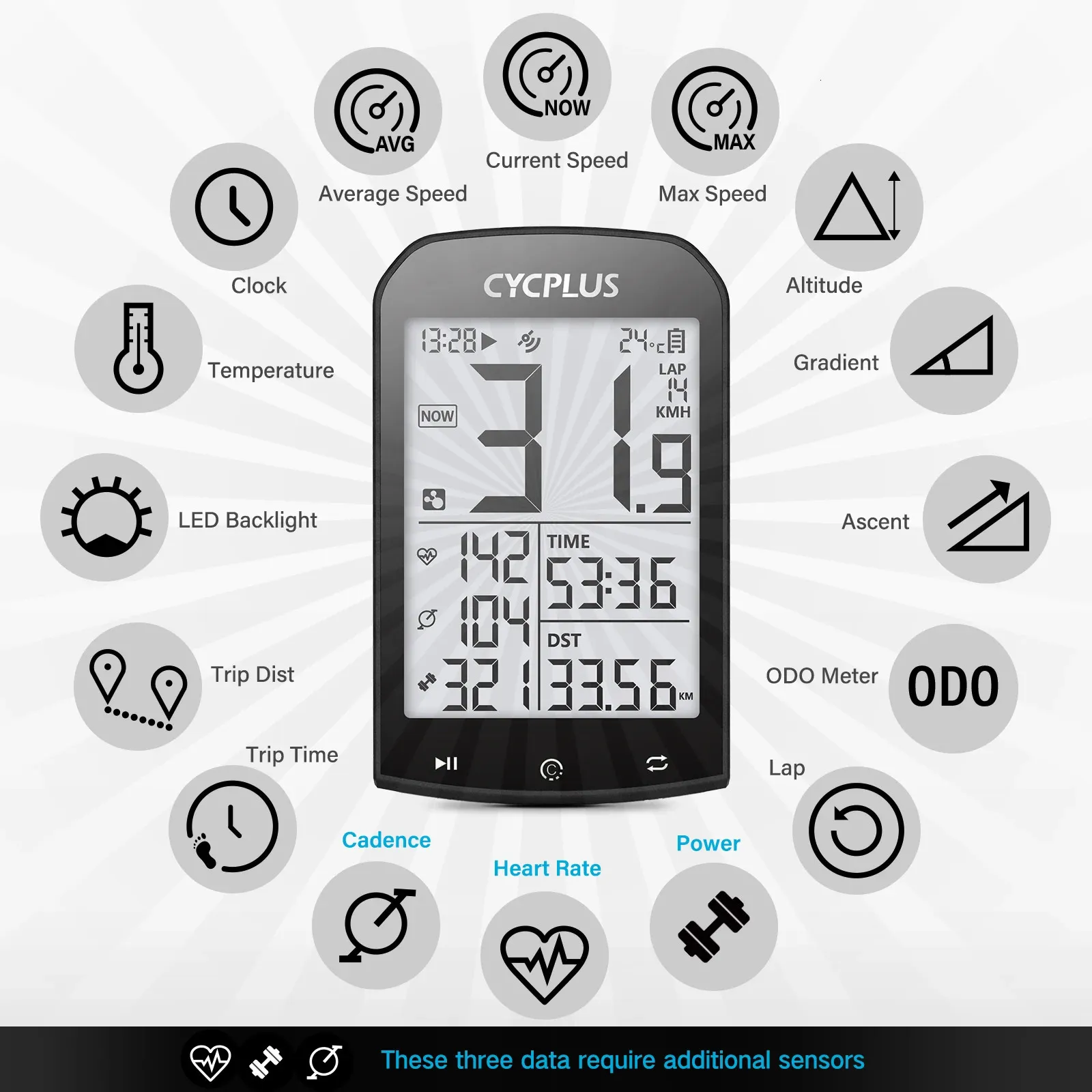 Compteur GPS Velo Compteur Vélo Sans Fil ROCKBROS Avec Capteur De Vitesse Et Cadence - ANT+ Bluetooth - Neuf Velo Course