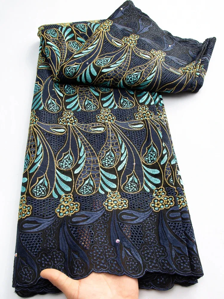 Tissu et couture de coton africain, dentelle de Voile suisse brodée nigériane, robe de soirée élégante à coudre A3478 231216