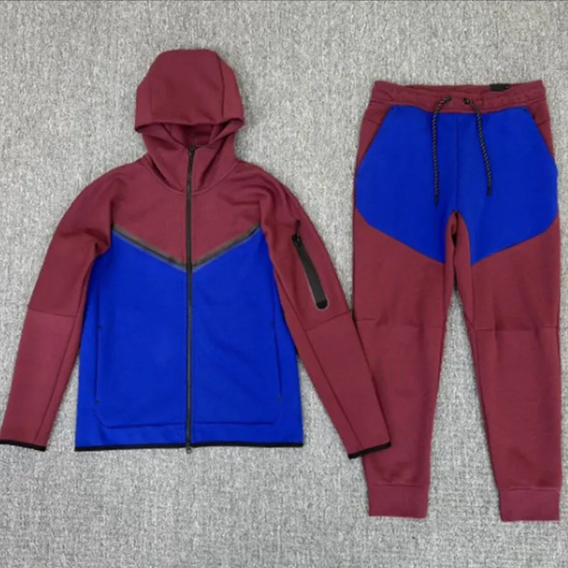 テックフリースデザイナーメンズトラックスーツNKテックフリースパーカー印刷トラックスーツスプライシング新しいシーズンTechFleece Sportswear Solid Color Tracksui