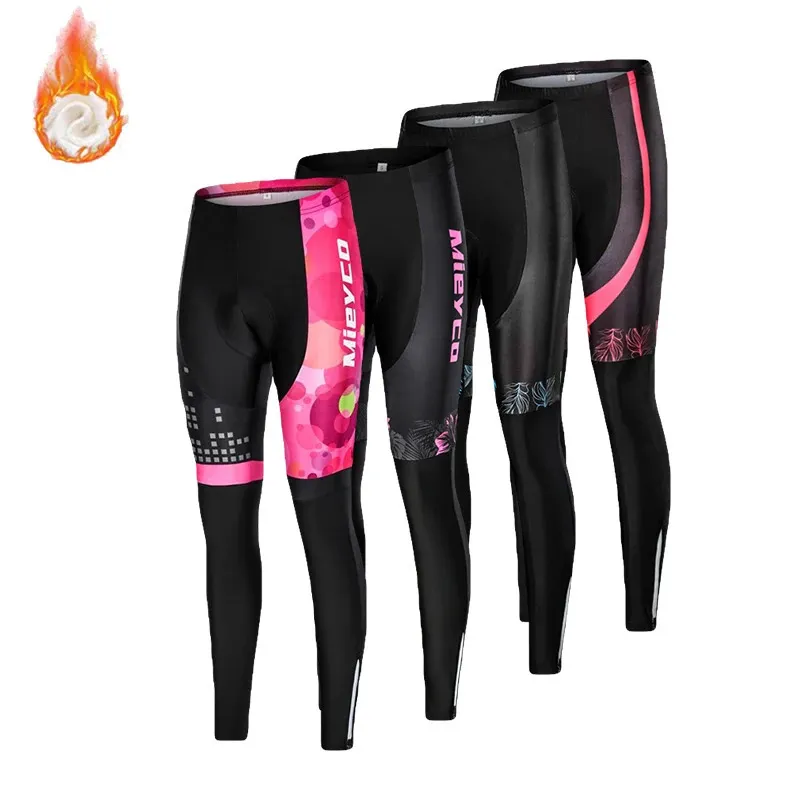 Calças de ciclismo das mulheres inverno térmico velo ciclismo calças mountain bike zíper para calças de bicicleta pro equipe gel acolchoado bicicleta longa pantalon 231216