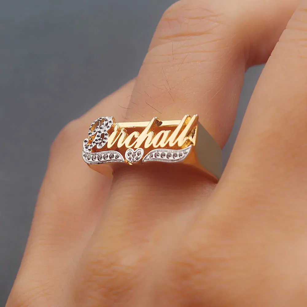 Halo Personalized Stacking Name Ring - The Vintage Pearl