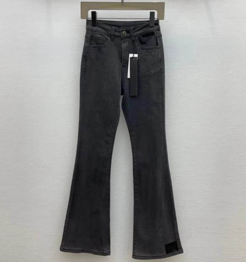 Kvinnors jeans chic höst kvinnor högkvalitativ bowtie vintage höghus flare stretch eleganta denim byxor c399