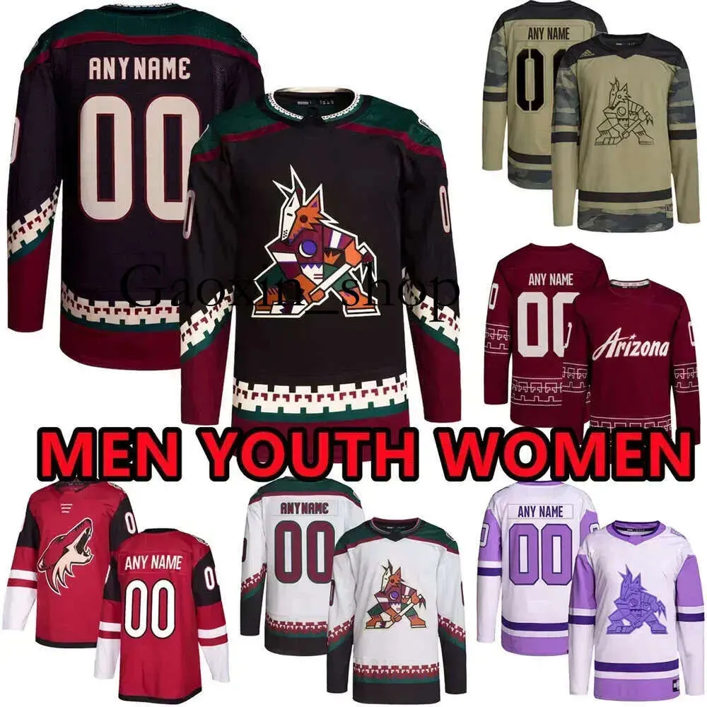 Gaoxin Custom Hockey Jerseys Arizona''Coyotes'Mens 8 Nick Schmaltz 9 Clayton Keller 6 Jakob Chychrun 14 Shayne Gostisbhere 72 Travis Boyd 3 Josh