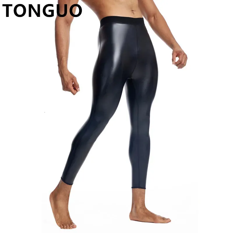 Kvinnors byxor s mens mager läder kroppsformar midja tränare bred hög elastisk leggings komprimering underkläder fitness 9pts 231216