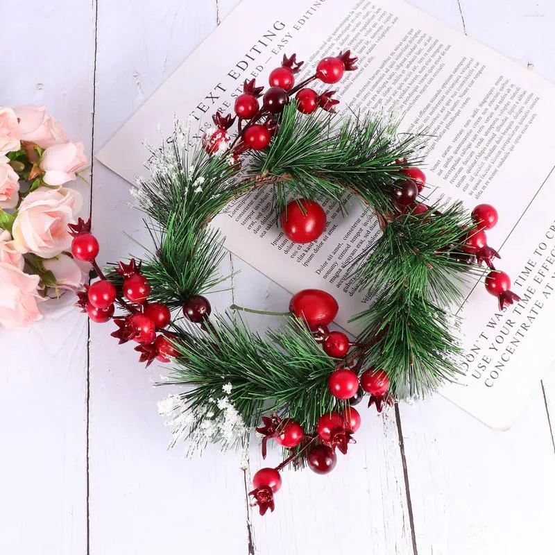 Decorative Flowers Coronas Para Puertas De Entrada Red Fruit Front Door Wreaths Wooden Artificial Garland