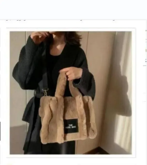 Kobieta torby na pluszowe torba duża pojemność torba posłańca hobo torebka plecak przenośna jesień zima